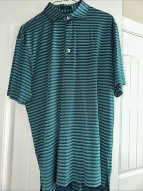 Turtleson Men's Striped Polo Shirt - M - Teal/Green